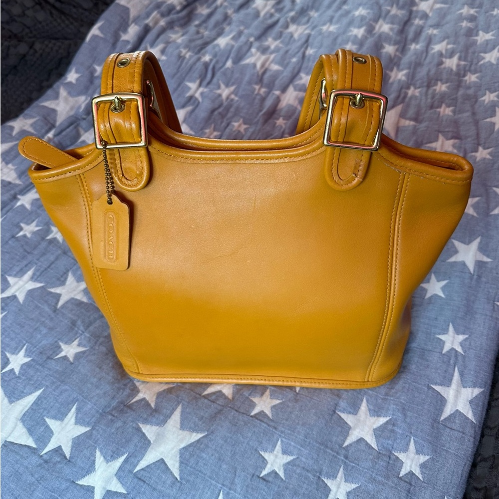 Coach vintage shopper Mustard yellow Leather Tote